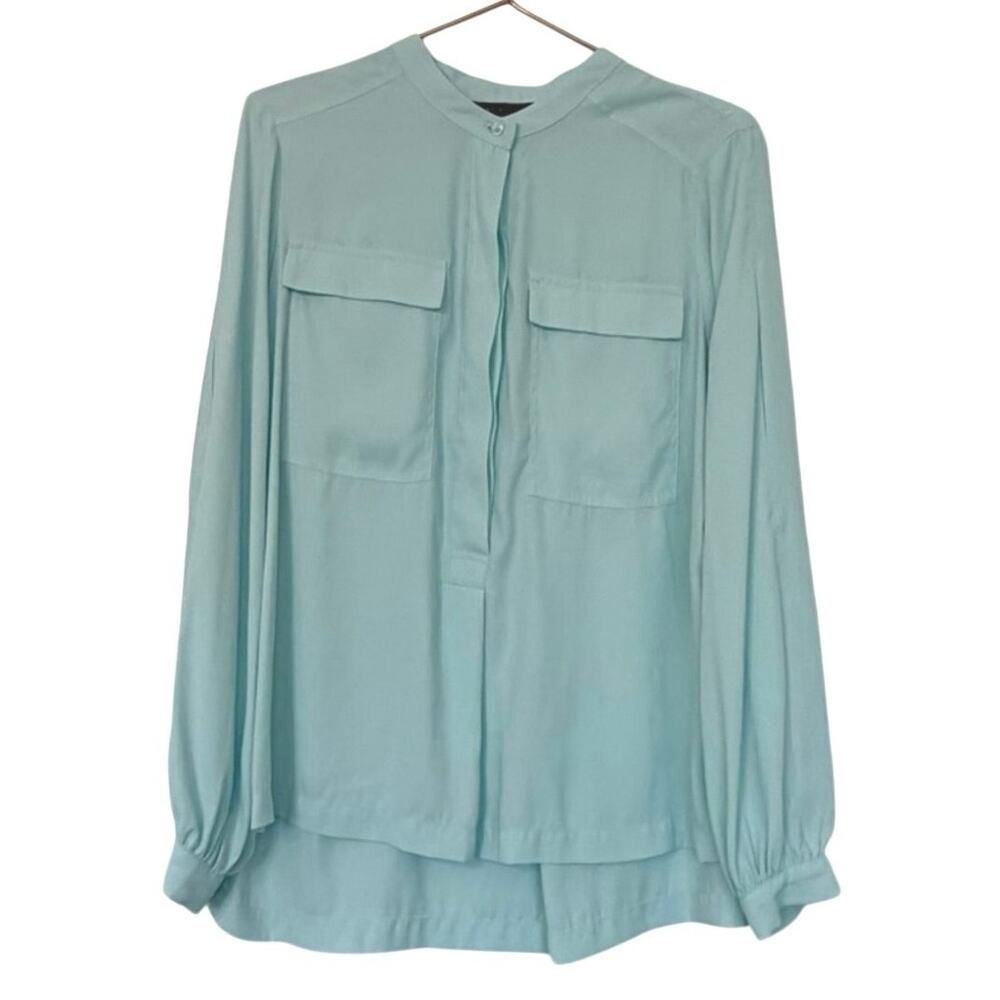White House Black Market Mint Button-Front Blouse